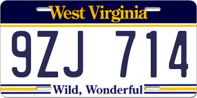 WV license plate 9ZJ714