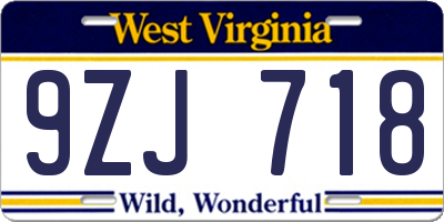 WV license plate 9ZJ718