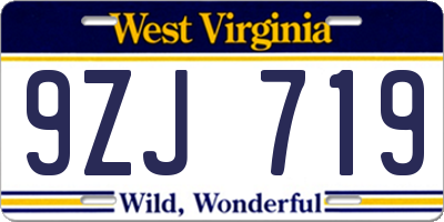 WV license plate 9ZJ719