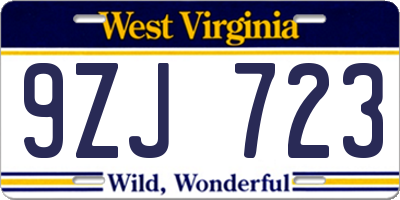 WV license plate 9ZJ723