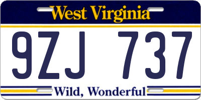 WV license plate 9ZJ737