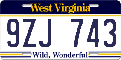 WV license plate 9ZJ743