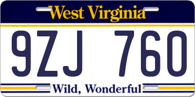 WV license plate 9ZJ760