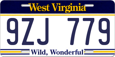 WV license plate 9ZJ779