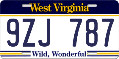 WV license plate 9ZJ787