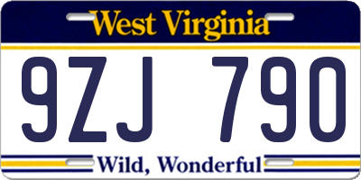 WV license plate 9ZJ790