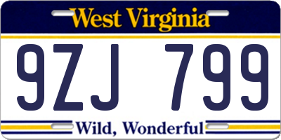 WV license plate 9ZJ799