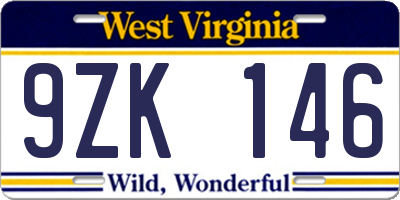 WV license plate 9ZK146