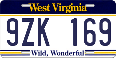 WV license plate 9ZK169