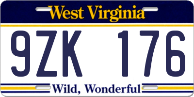 WV license plate 9ZK176