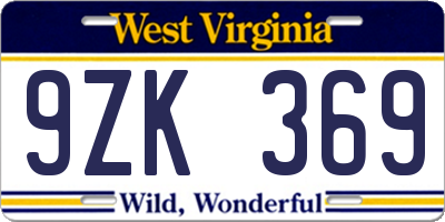 WV license plate 9ZK369