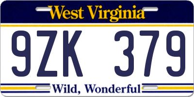 WV license plate 9ZK379