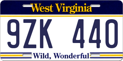 WV license plate 9ZK440