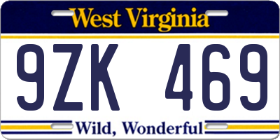 WV license plate 9ZK469