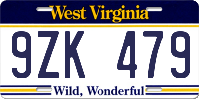 WV license plate 9ZK479