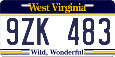 WV license plate 9ZK483