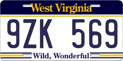 WV license plate 9ZK569