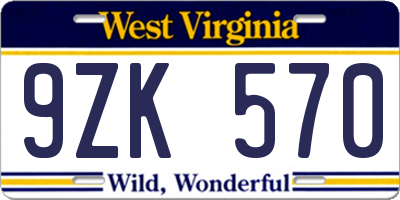 WV license plate 9ZK570