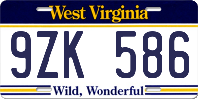 WV license plate 9ZK586