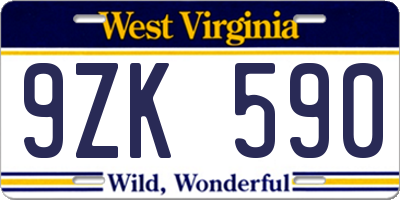 WV license plate 9ZK590
