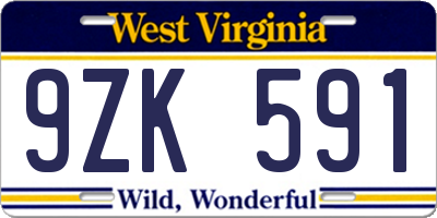 WV license plate 9ZK591