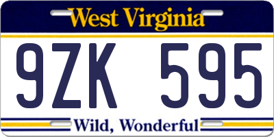 WV license plate 9ZK595
