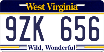 WV license plate 9ZK656