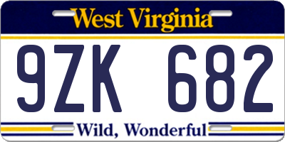 WV license plate 9ZK682