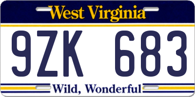 WV license plate 9ZK683