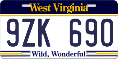 WV license plate 9ZK690