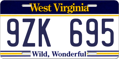 WV license plate 9ZK695