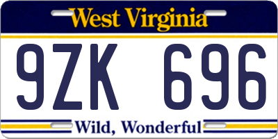 WV license plate 9ZK696
