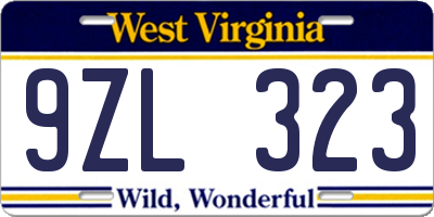 WV license plate 9ZL323