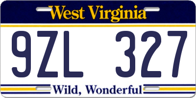 WV license plate 9ZL327