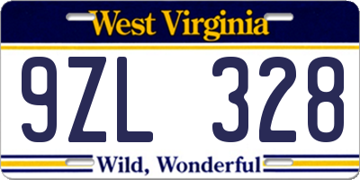 WV license plate 9ZL328