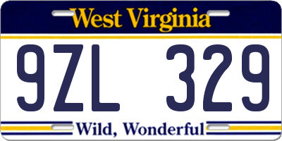 WV license plate 9ZL329
