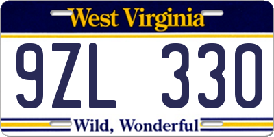 WV license plate 9ZL330