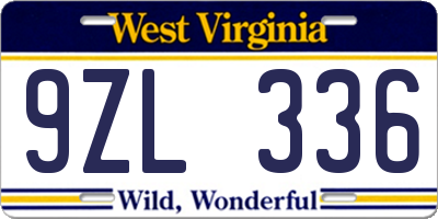 WV license plate 9ZL336