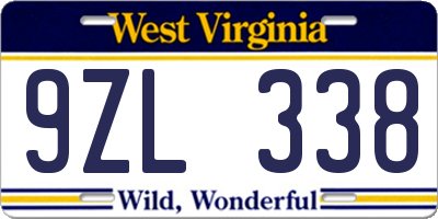 WV license plate 9ZL338