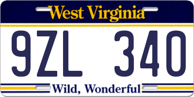 WV license plate 9ZL340