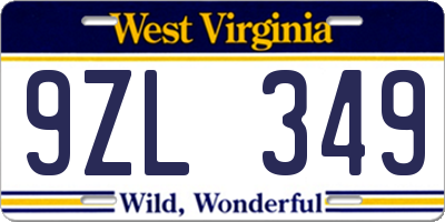 WV license plate 9ZL349