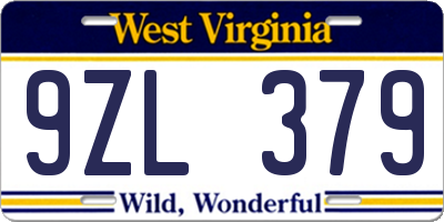 WV license plate 9ZL379