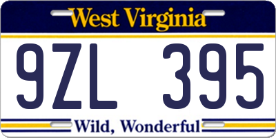 WV license plate 9ZL395