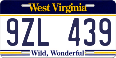 WV license plate 9ZL439