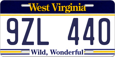 WV license plate 9ZL440