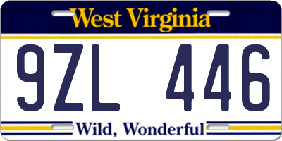 WV license plate 9ZL446