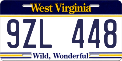 WV license plate 9ZL448