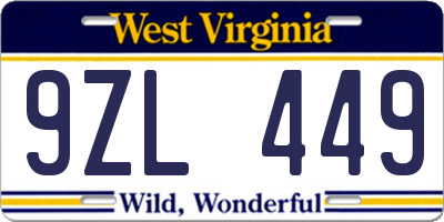 WV license plate 9ZL449