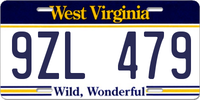 WV license plate 9ZL479
