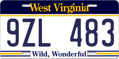 WV license plate 9ZL483